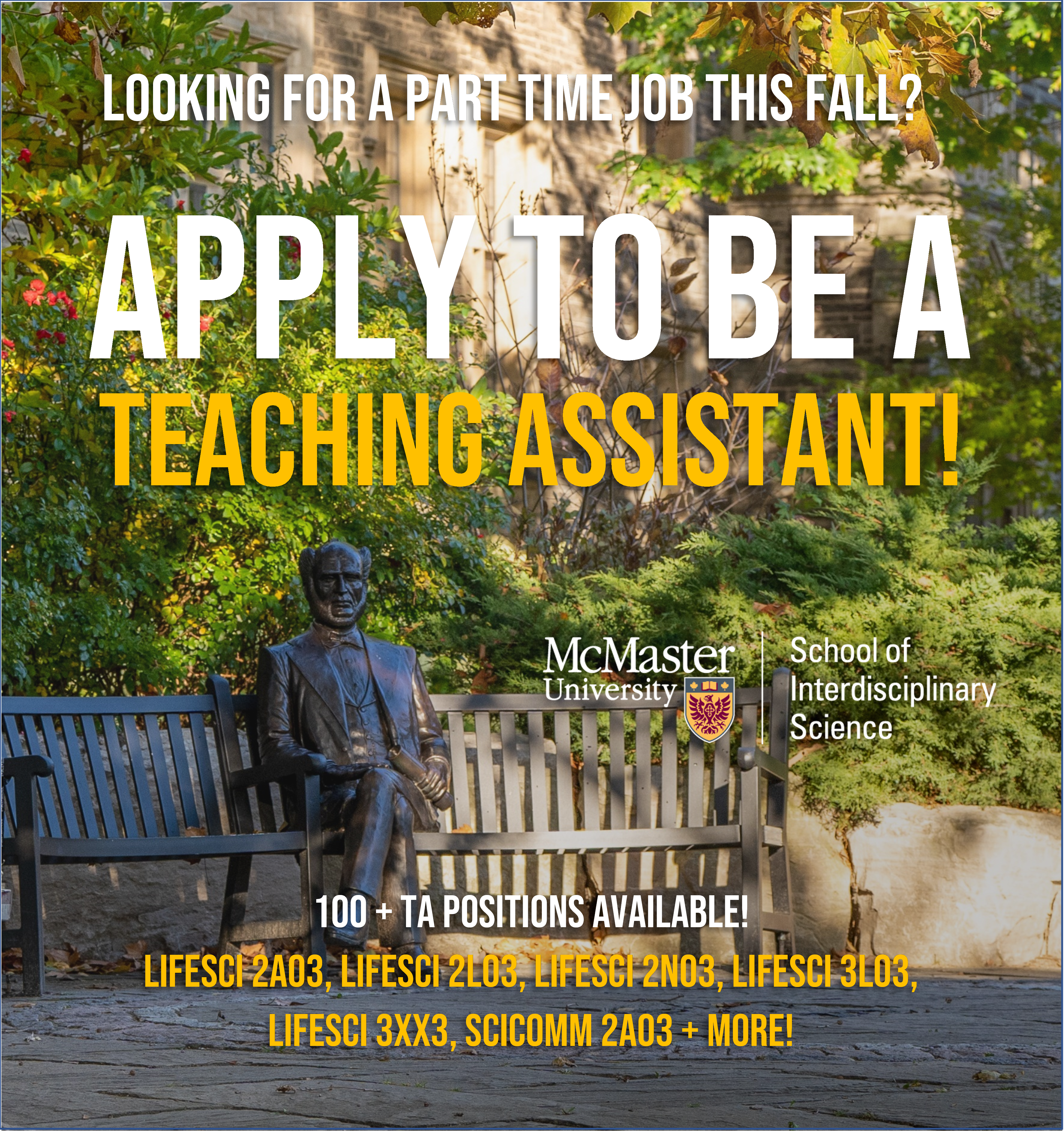 McMaster pdf advertisement for TA hires
